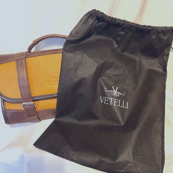 Vetelli Men's (Unisex) Hanging Travel Toiletry Bag-NWOT-Brown/Camel-Storage Bag - Picture 5 of 16
